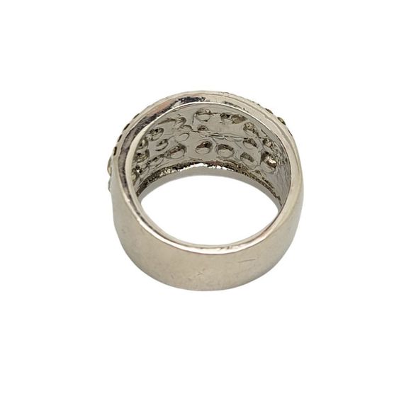 Cruise Ring Round Diamond Simulant Rhodium Plated Anniversary Band Size 9 - Picture 3 of 6